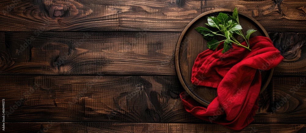 Aufkleber Basis servings displayed on a wooden background with a red napkin, allowing for copy space image.