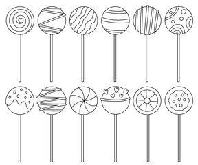 Coloring Page Set Features A Variety Of Lollipops For Both Adults And Children