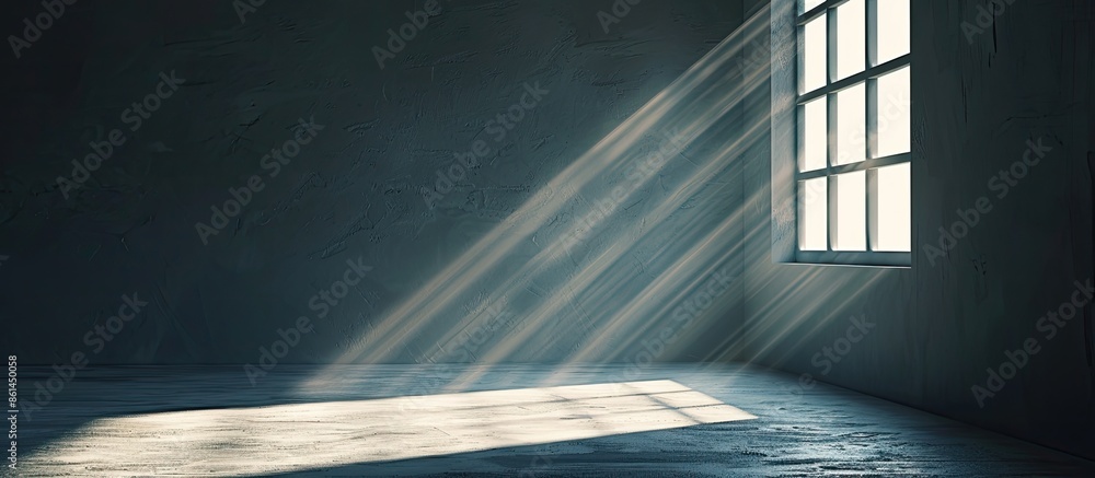 Poster background illuminated by sunlight streaming through a window, showcasing copy space image.