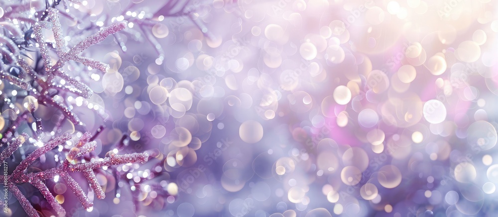 Poster Festive background with bokeh defocused silver lights and a soft violet glow, ideal as a copy space image for Christmas.