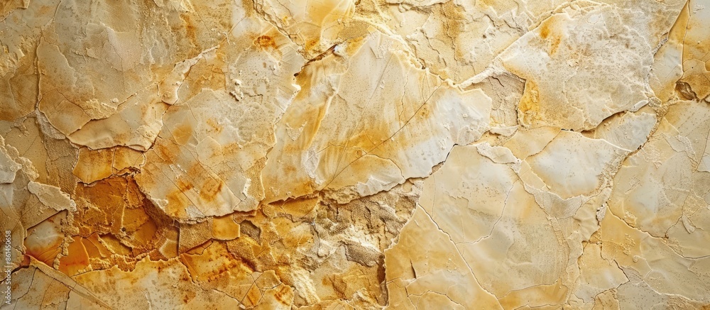 Aufkleber Close-up view of a light golden painted granite stone background with space for text, ideal as a copy space image.