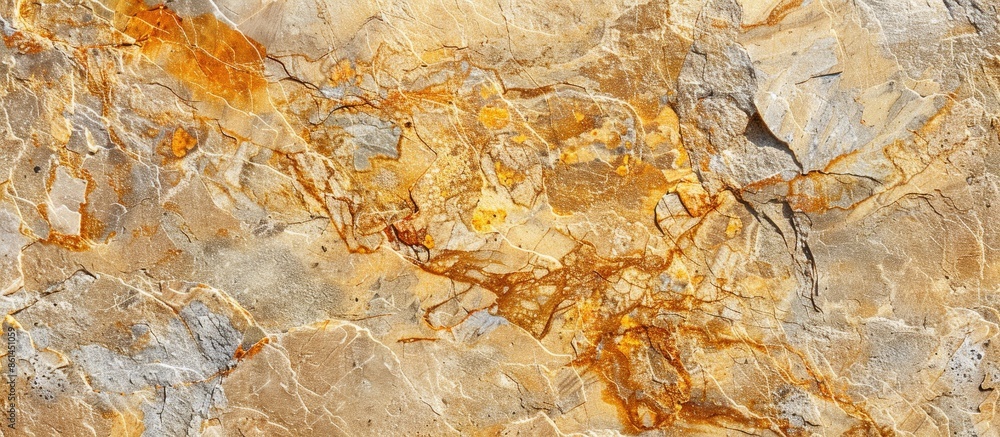 Aufkleber Close-up view of a light golden painted granite stone background with space for text, ideal as a copy space image.