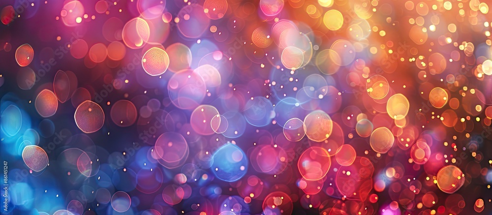 Poster an image featuring vibrant lights in bokeh circles on new year's day with ample copy space.