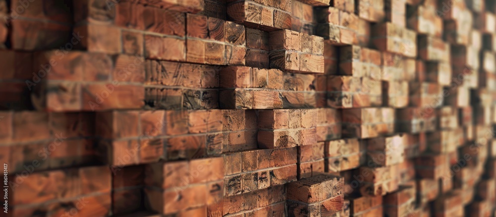 Aufkleber A structure composed of stacked bricks creating a solid surface with copy space image.