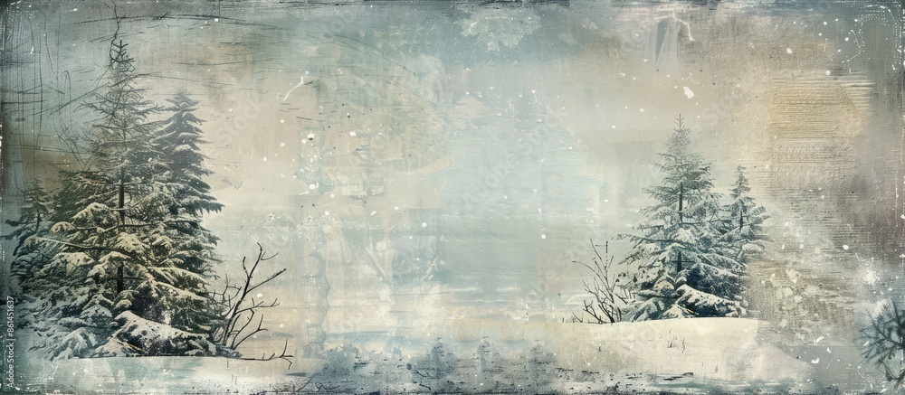 Aufkleber vintage textured winter background with grunge elements and copy space image.