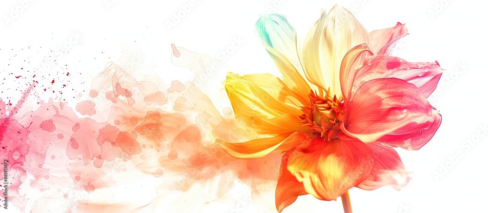 Aufkleber flower with color effect on a white background, perfect for copy space image.