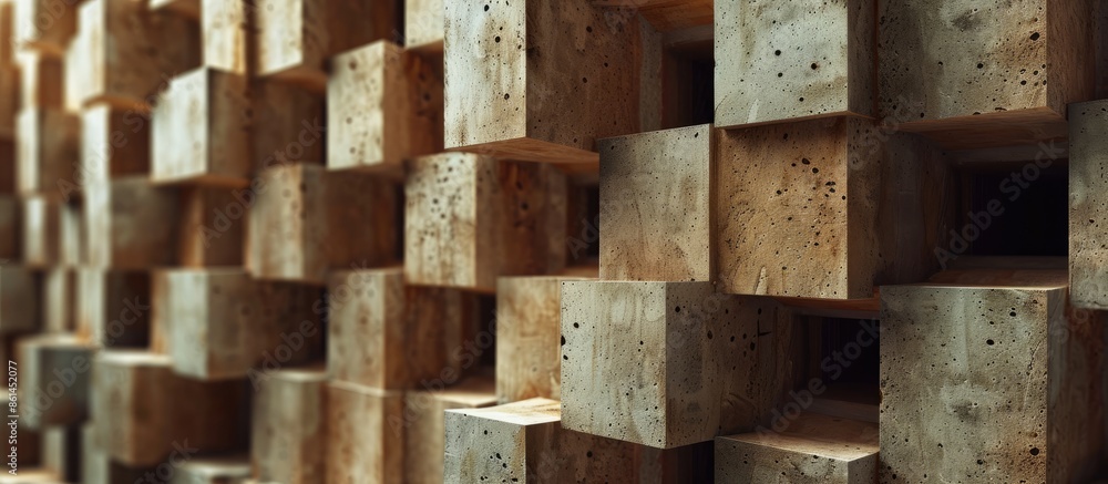 Aufkleber A structure composed of stacked bricks creating a solid surface with copy space image.