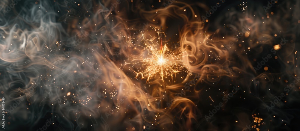 Leinwandbilder abstract christmas firework background with copy space image featuring a sparkler igniting in dense 