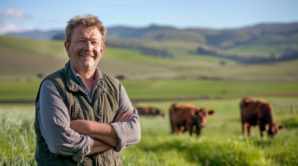 The farmer in green field