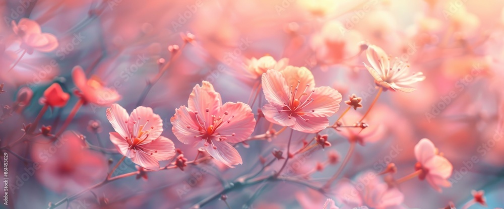 Sticker Floral Abstract Pastel Background, Creating A Soft And Dreamy Atmosphere - Stickers