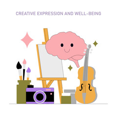 Positive Psychology. Flat Vector Illustration