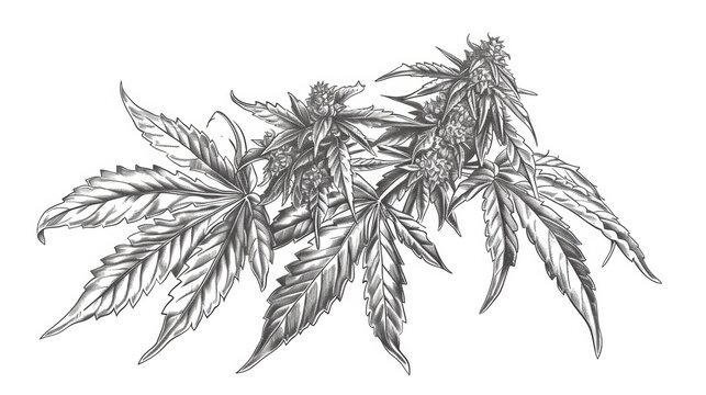 Vector illustration of cannabis plant leaf.