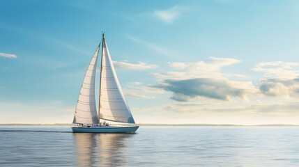 Fototapeta premium Sailing yacht in the sea at sunset.