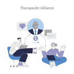 Integrative Psychotherapy. Flat Vector Illustration