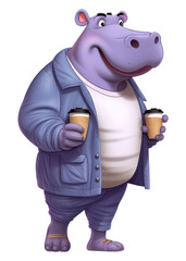 PNG Hippo mascot animal cup.
