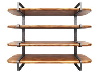 Rustic wooden shelves with metal brackets. Three shelves with rounded edges.  Industrial style shelving.  Perfect for displaying items.