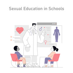 Psychosexology. Flat Vector Illustration