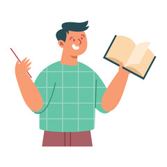 teacher with books and pencil