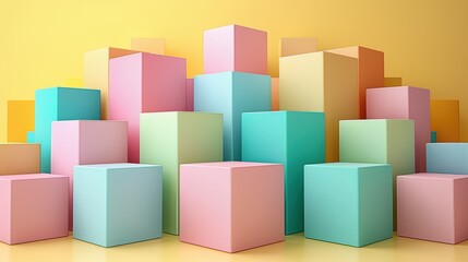 Obraz premium A 3D rendering of a pastel colored podiums.