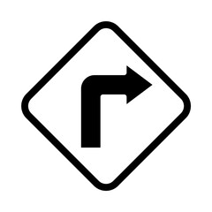 right turn icon, silhouette vector isolated on white background. simple and modern design