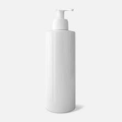 White moisturizer lotion bottle skin care beauty product bottle with pump isolated realistic illustration