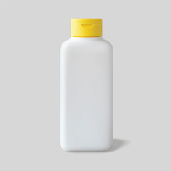 Skincare toner bottle. White yellow container for liquid beauty product mockup isolated realistic illustration