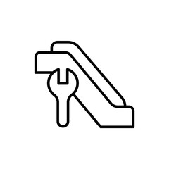 Escalator repair outline icons, minimalist vector illustration ,simple transparent graphic element .Isolated on white background