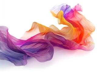 Fototapeta premium Abstract colorful flowing fabric on a white background.