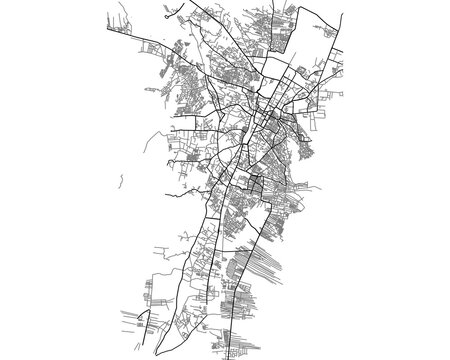 Quetta Vector Map Retro Style Black and White