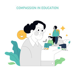 Compassion Focused Therapy. Flat Vector Illustration