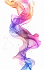 Fototapeta premium Abstract colorful smoke swirls on a white background.