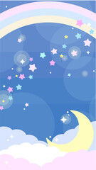 虹と天の川のポップな縦型背景素材