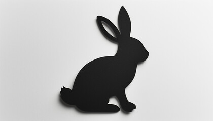Obraz premium A black silhouette of a sitting rabbit on a white background, emphasizing simplicity and elegance, ideal for minimalist decor and art enthusiasts