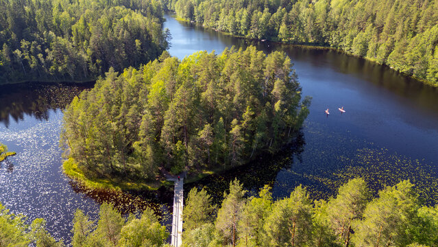 View of The Haukkalampi in summer, Nuuksio National Park, Espoo, Finland