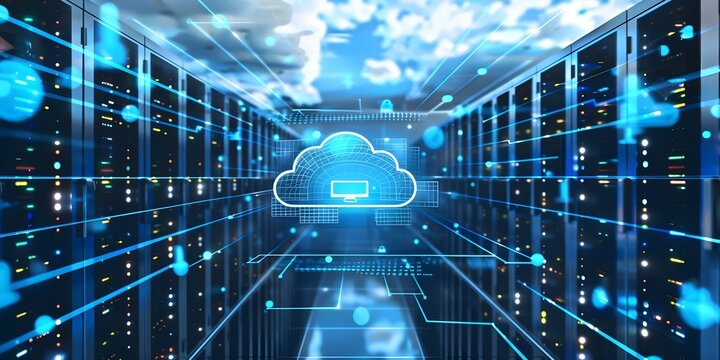 Image depicting data migration from onpremises servers to cloud storage. Concept Data Migration, On-premises Servers, Cloud Storage, Technology, Digital Transformation
