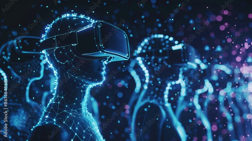 Poster with the ability to connect multiple vr headsets simultaneously a company holds a 5gconnected vr mee