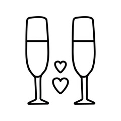 Glass of champagne in cute style

