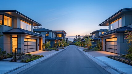 Obraz premium Modern residential street at twilight