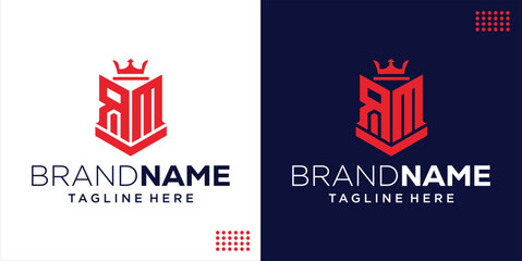 Creative RM Letter Logo Hexagon and Crown, Design Inspiration, Illustration, Vector