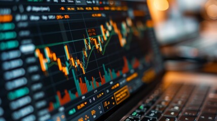 Fototapeta premium A digital interface displaying real-time financial data analysis.