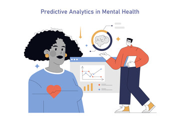 AI In Psychology. Flat Vector Illustration