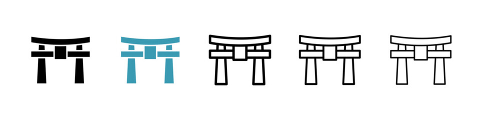 Torii gate line icon vector set.