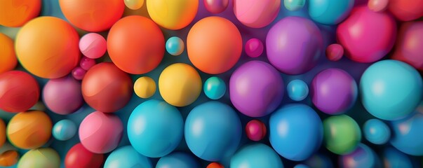 Vibrant colorful polka dots in 3D style on a mobile phone screen