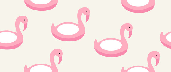 Vector flat illustration. Summer vacation concept. Used as background mockup for banner design. Horizontal seamless posters, wallpapers.