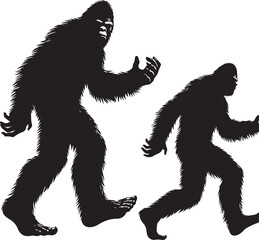 Fototapeta premium Bigfoot silhouettes vector image Flat silhouette design illustration
