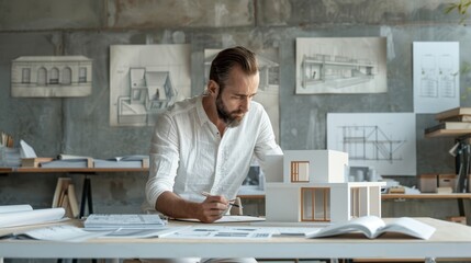 The Architect at Work Desk