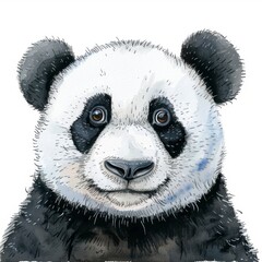 Obraz premium Vector illustration cartoon of a cute panda over white background.