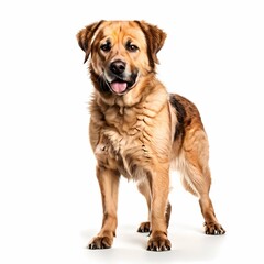 Fototapeta premium Chinook dog breed standing against white background, AI Generated