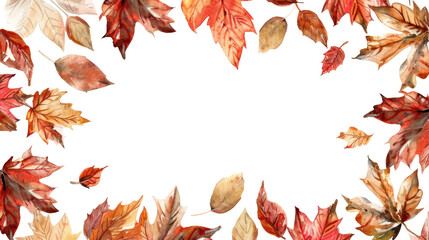 Fototapeta premium autumnal leaves frame isolated