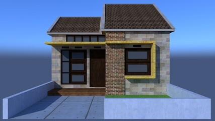 3D Illustration of A Small House-House Exterior